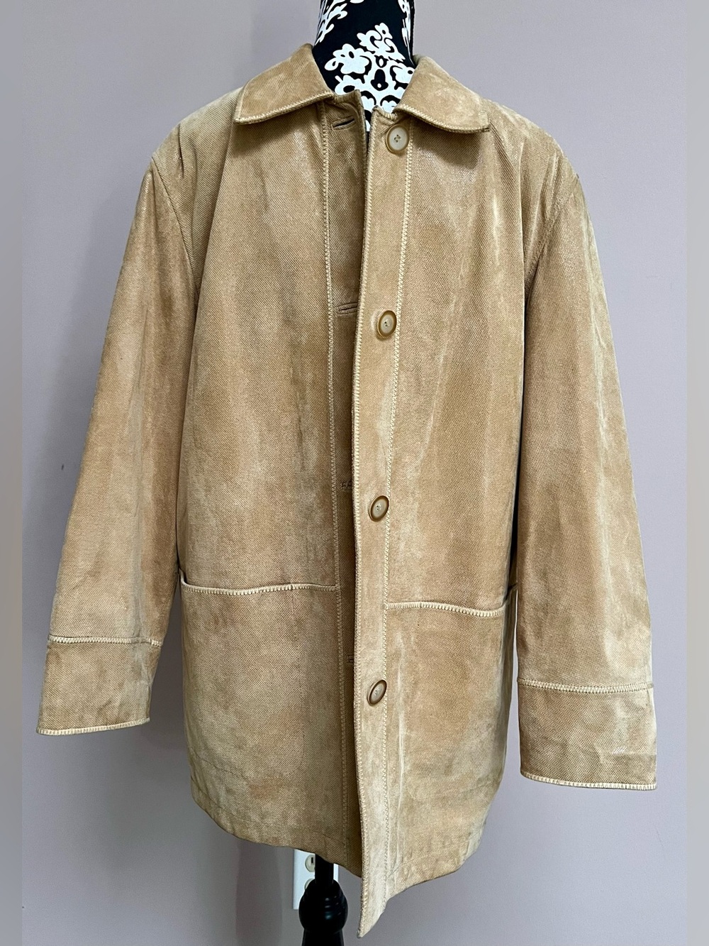 LEATHER SOUND European Vintage Women’s Tan Pig Suede Chore Jacket Coat